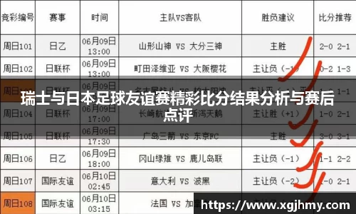 瑞士与日本足球友谊赛精彩比分结果分析与赛后点评